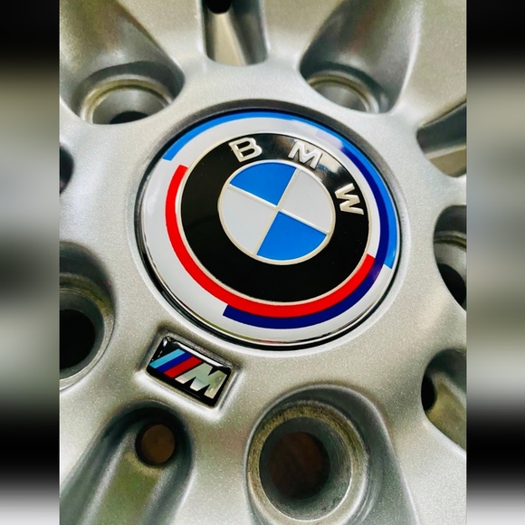4 50th anniversary BMW tire rim Center Caps 56, 60 or 68mm - Picture 1 of 4